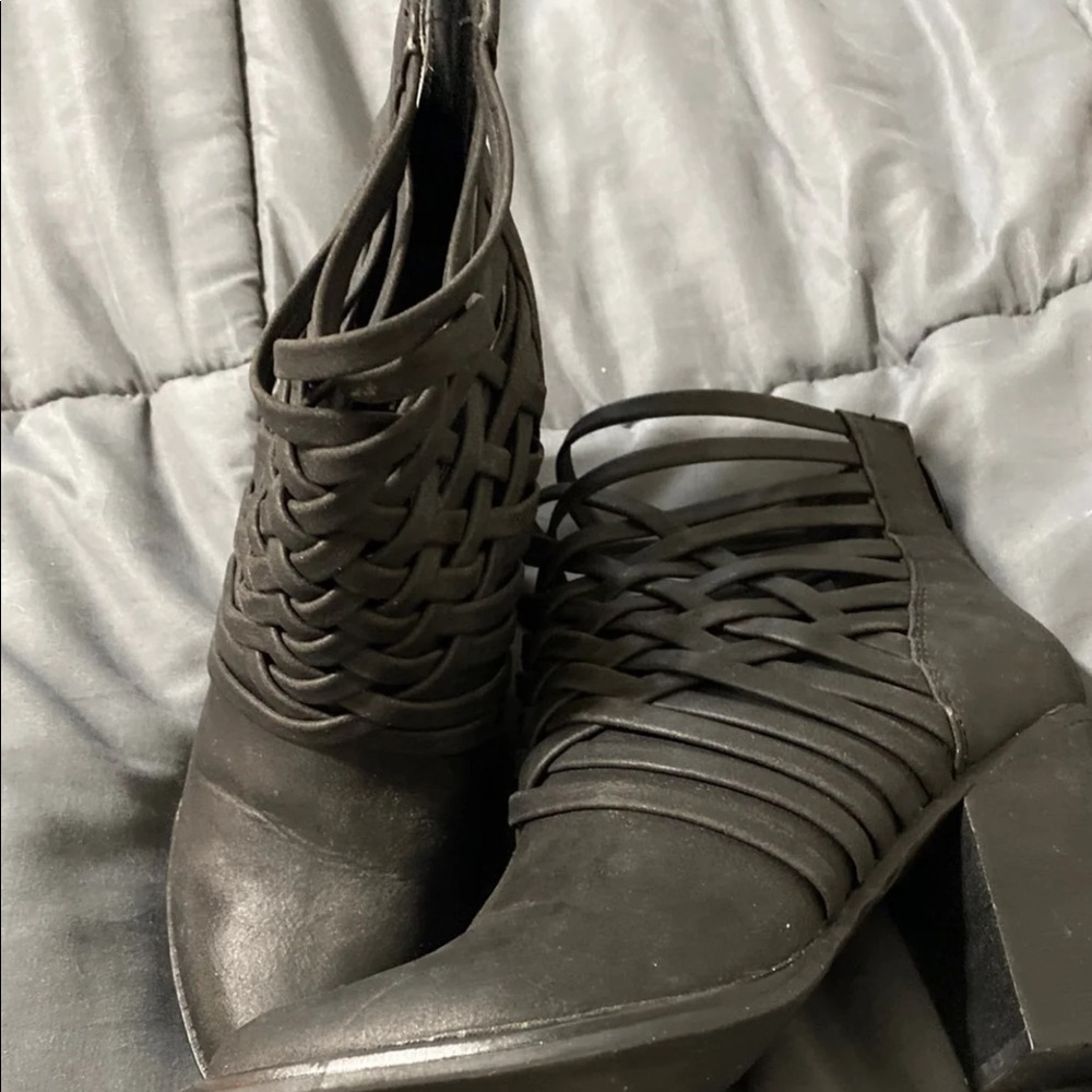 Black booties.